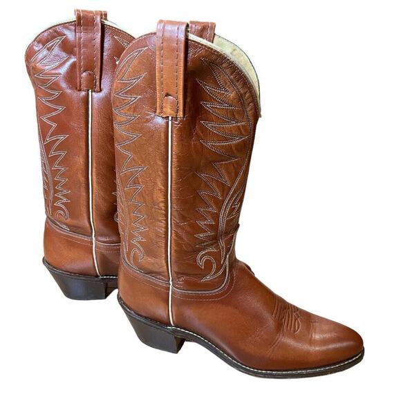 Acme 32972 Brown Men’s US 9.5C Leather USA Western Boots Shoes Cowboy VTG
